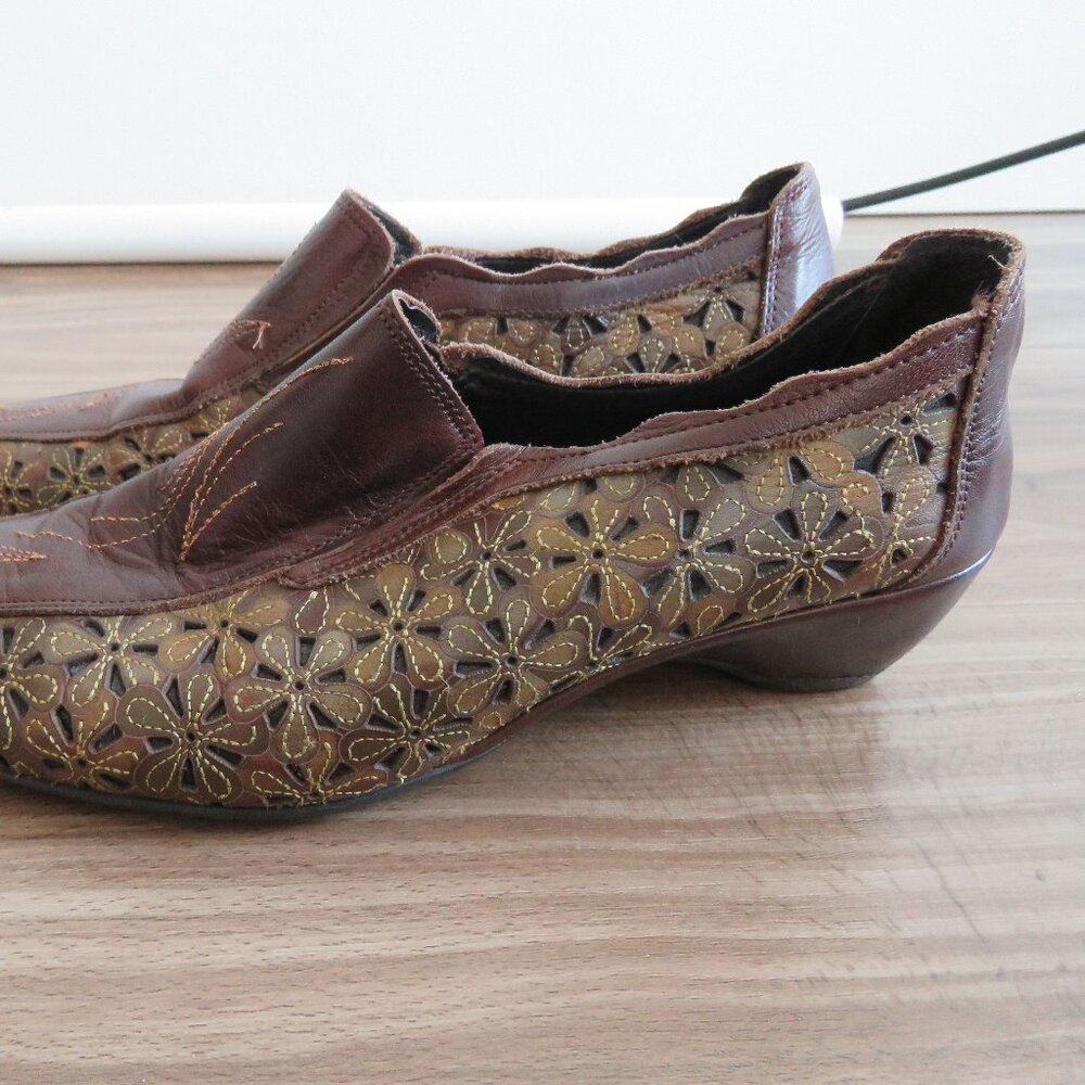 PIKOLINOS Romana Tooled Leather Floral Slip On Comfort Shoes Academia Boho Sz 8 - Picture 4 of 14